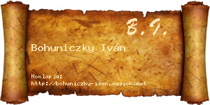 Bohuniczky Iván névjegykártya